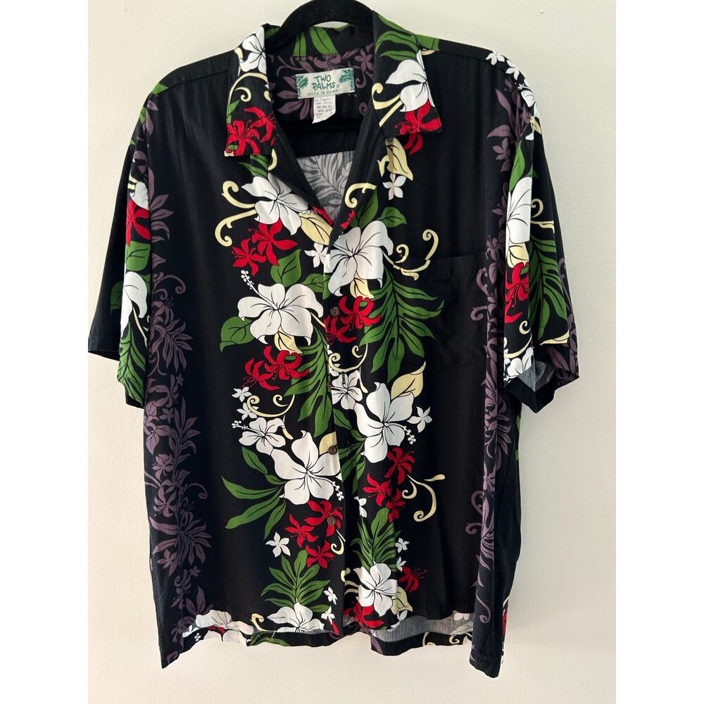 Two Palms 100% Rayon Made in Hawaii  Straight bottom hem Yoke  XL